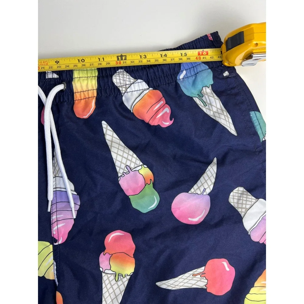 Trunks Surf Swim Co Beach Navy Ice Cream Print Lined Swim Trunks Shorts L